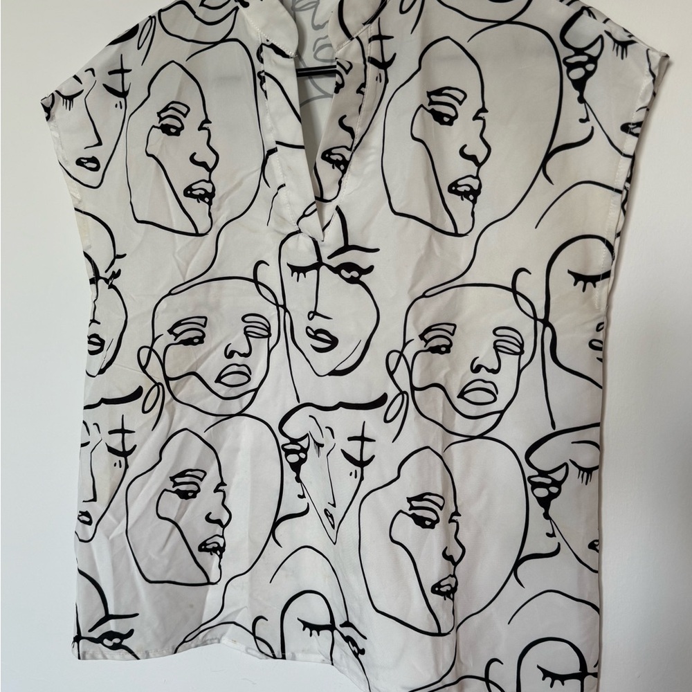 Abstract Face Print Women's Top